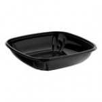 Visions 48 oz. Clear PET Plastic Square Wide Catering / Serving Bowl - 150/Case