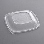 Visions 48 oz. Clear PET Plastic Square Wide Catering / Serving Bowl - 150/Case