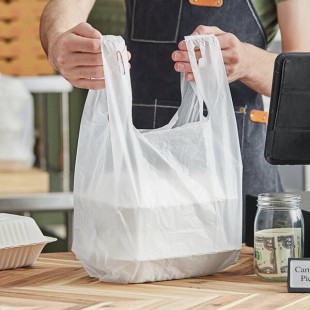 Choice 1/8 Small Size White Unprinted Standard-Duty T-Shirt Bag - 1,000/Case