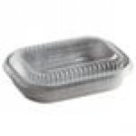 Choice Heavy Duty Smoothwall Silver Mini Oblong Foil Take-Out Pan with Dome Lid 16 oz. - 25/Pack Choice Heavy Duty Smoothwall Silver Mini Oblong Foil Take-Out Pan with Dome Lid 16 oz. - 25/Pack