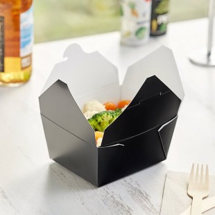 Choice Black Microwavable Folded Paper #1 Take-Out Container 4 3/8