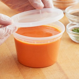Choice Heavy-Duty 16 oz. Translucent Plastic Deli Container and Lid Combo Pack - 240/Case