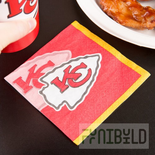 Creative Converting 659516 Kansas City Chiefs 2-Ply Beverage Napkin - 192/Case