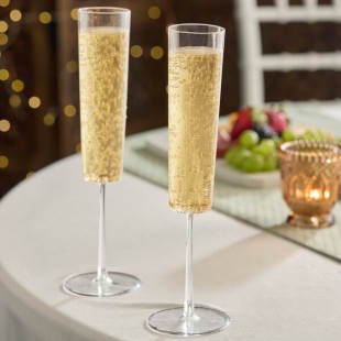 Fineline Renaissance 2807 7 oz. Clear Plastic 1-Piece Champagne Flute - 6/Pack
