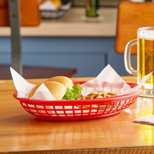 TableCraft C1084R Red Jumbo Oval Polypropylene Fast Food Basket - 12/Pack
