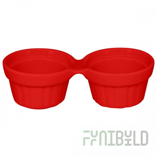 RAK Porcelain Chef's Fusion 1 oz. Ember Red Porcelain Double Ramekin - 12/Case