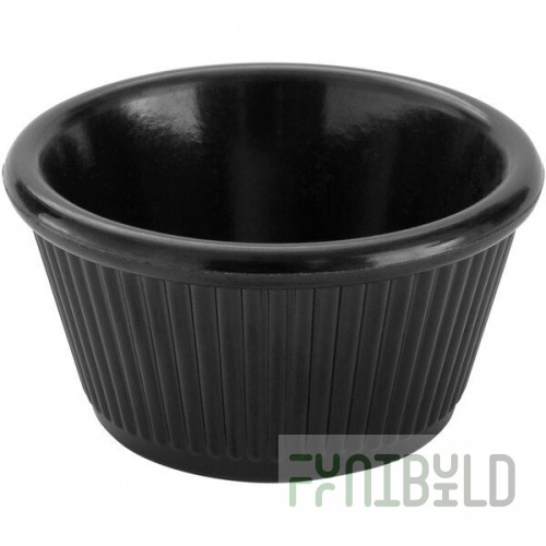 American Metalcraft 3 oz. Fluted Black Melamine Ramekin - 12/Case