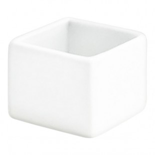Front of the House Canvas 1 oz. White Square Porcelain Ramekin - 24/Case