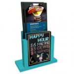 Menu Solutions WDMH-WET Sky Blue Wood Menu Holder with 4 Menu Solutions WDMH-WET Sky Blue Wood Menu Holder with 4
