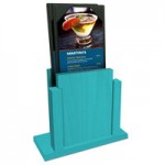 Menu Solutions WDMH-WET Sky Blue Wood Menu Holder with 4 Menu Solutions WDMH-WET Sky Blue Wood Menu Holder with 4