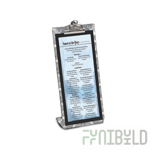 Menu Solutions MTCL-57 Alumitique Aluminum Menu Tent with Clip - Brushed Finish - 5