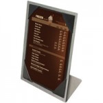 Menu Solutions MTCL-57 Alumitique Aluminum Menu Tent with Clip - Brushed Finish - 5