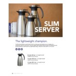 Service Ideas Slim Server 50.7 oz. Stainless Steel Insulated Light Weight Coffee Carafe / Server with Black Push-Button Lid 83715