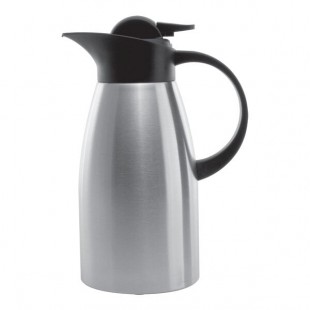 Service Ideas Stainless Touch 50.7 oz. Stainless Steel Insulated Coffee Carafe / Server with Black Lid KVP1500