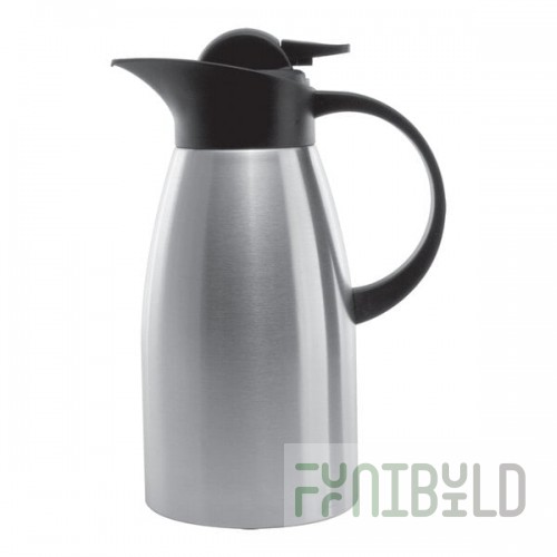 Service Ideas Stainless Touch 50.7 oz. Stainless Steel Insulated Coffee Carafe / Server with Black Lid KVP1500