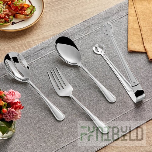 Acopa Edgeworth 4-Piece 18/8 Stainless Steel Extra Heavy Weight Serving Utensils Set
