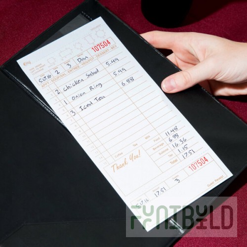 Choice 1 Part Tan and White Guest Check with Beverage Lines and Bottom Guest Receipt - 250/Pack