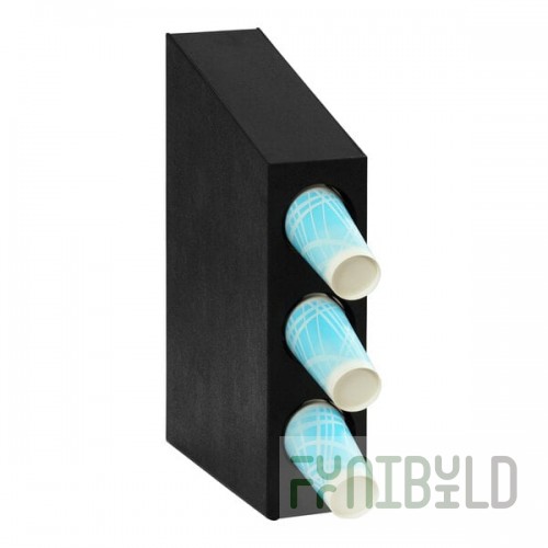 Cal-Mil Classic Black Plastic 3-Compartment Countertop Cup Dispenser 24064-3-13