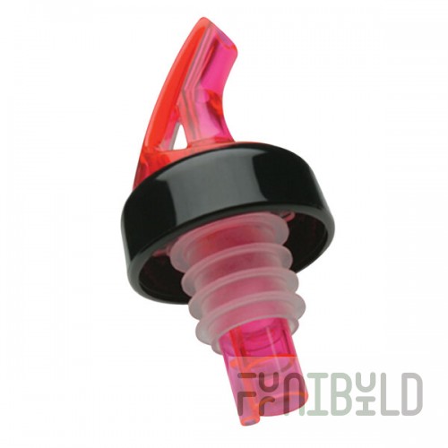 Precision Pours 999 WR C Watermelon Red Free Flow Liquor Pourer with Collar - 12/Pack