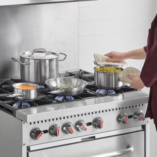 Vollrath 3822 Deluxe 7 Piece Induction Ready Stainless Steel Optio Cookware Set with 1 Qt., 2.75 Qt., 6.75 Qt. Sauce Pan with Covers, and 9.5
