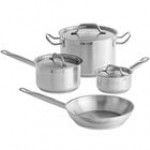 Vollrath 3822 Deluxe 7 Piece Induction Ready Stainless Steel Optio Cookware Set with 1 Qt., 2.75 Qt., 6.75 Qt. Sauce Pan with Covers, and 9.5
