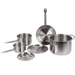 Vollrath 3822 Deluxe 7 Piece Induction Ready Stainless Steel Optio Cookware Set with 1 Qt., 2.75 Qt., 6.75 Qt. Sauce Pan with Covers, and 9.5