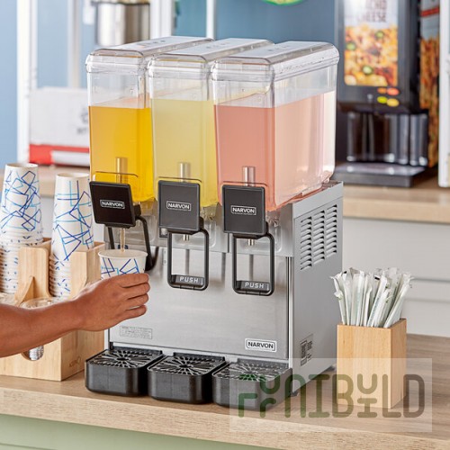 Narvon RBD2G3S Triple 2 Gallon Bowl Refrigerated Beverage Dispenser - 110V