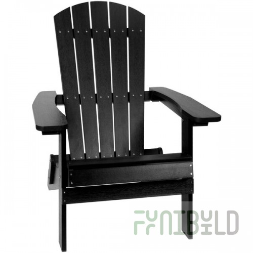 Flash Furniture Charlestown Black Faux Wood Folding Adirondack Chair