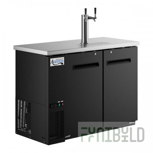 Scratch and Dent Avantco UDD-48-HC Double Tap Kegerator Beer Dispenser - Black, (2) 1/2 Keg Capacity