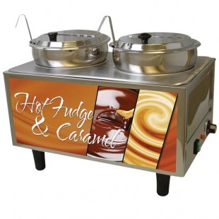 Benchmark USA 51072H Dual 7 Qt. Hot Fudge and Caramel Warmer with Ladles and Lids - 120V, 1200W Benchmark USA 51072H Dual 7 Qt. Hot Fudge and Caramel Warmer with Ladles and Lids - 120V, 1200W