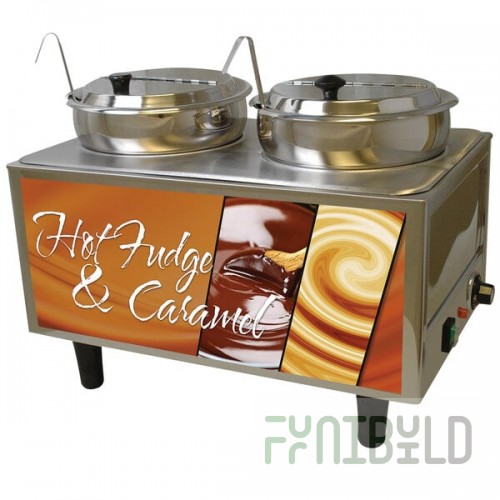 Benchmark USA 51072H Dual 7 Qt. Hot Fudge and Caramel Warmer with Ladles and Lids - 120V, 1200W