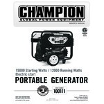 Champion Power Equipment Milwaukee Series 717 CC Gasoline-Powered Portable Generator with Electric Start 201160 - 15,000 / 12,000, 120/240V