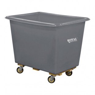 Royal Basket Trucks 10 Cu. Ft. Gray Poly Truck with Wood Base and 4 Swivel Casters R08-GRX-PTA-4UNN