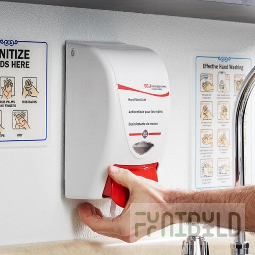 SC Johnson Professional® Sanitize SAN1LDS 1 Liter White and Red Foaming Hand Sanitizer Dispenser