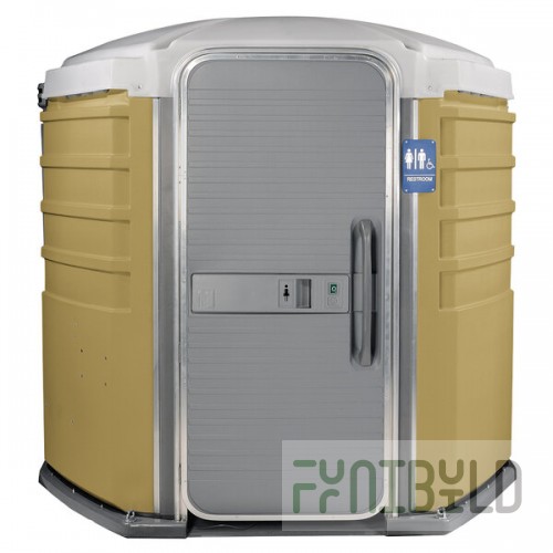 PolyJohn SA1-1006 We'll Care III Tan Wheelchair Accessible Portable Restroom - Assembled