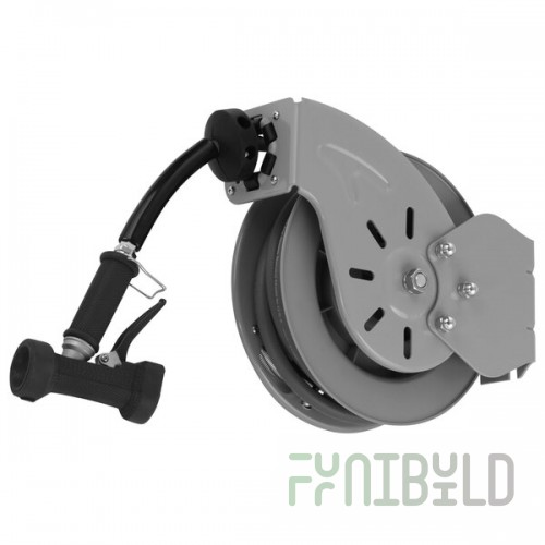 T&S B-7212-02 15' Open Epoxy Coated Steel Hose Reel with Rear Trigger Water Gun