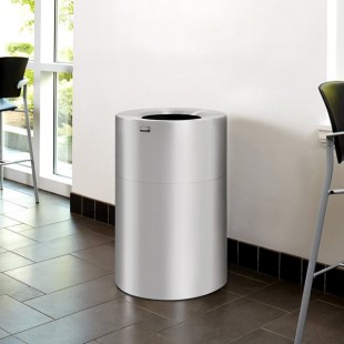 Rubbermaid® FGAOT62SAPL Atrium Satin Finish 2-Piece Round Open Top Aluminum Trash Can with Rigid Plastic Liner 55 Gallon Rubbermaid® FGAOT62SAPL Atrium Satin Finish 2-Piece Round Open Top Aluminum Trash Can with Rigid Plastic Liner 55 Gallon