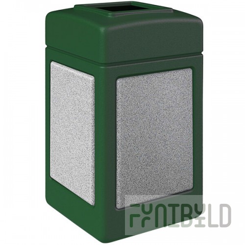 Commercial Zone 720327K StoneTec 42 Gallon Square Forest Green Open Top Decorative Waste Receptacle with Ashtone Panels