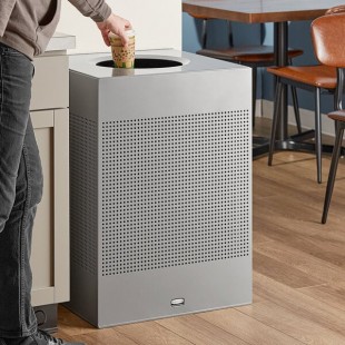 Rubbermaid® FGSC22EPLSM Silhouettes Silver Metallic Steel Designer Square Trash Can - 40 Gallon Rubbermaid® FGSC22EPLSM Silhouettes Silver Metallic Steel Designer Square Trash Can - 40 Gallon