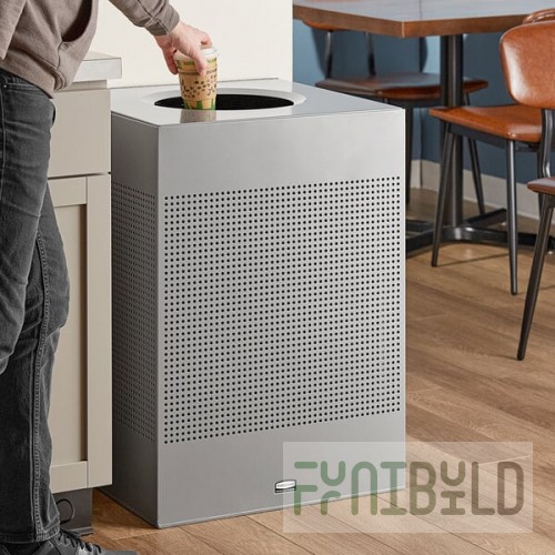 Rubbermaid® FGSC22EPLSM Silhouettes Silver Metallic Steel Designer Square Trash Can - 40 Gallon