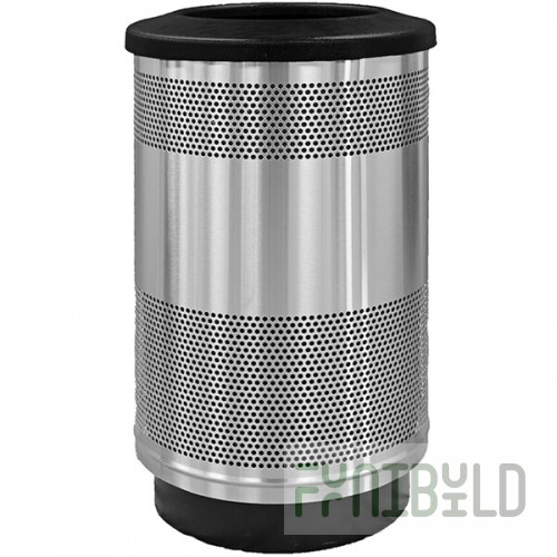 Witt Industries SC55P-01-SS-FT 55 Gallon Standard Perforated Stainless Steel Outdoor Trash Can with Flat Top Lid