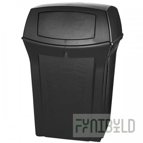 Rubbermaid® FG917188BLA Ranger Black Square Trash Can with 2 Doors 45 Gallon