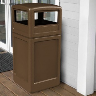 Commercial Zone 73293799 PolyTec 42 Gallon Square Brown Trash Can and Dome Lid Set Commercial Zone 73293799 PolyTec 42 Gallon Square Brown Trash Can and Dome Lid Set