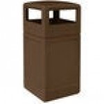 Commercial Zone 73293799 PolyTec 42 Gallon Square Brown Trash Can and Dome Lid Set Commercial Zone 73293799 PolyTec 42 Gallon Square Brown Trash Can and Dome Lid Set