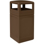 Commercial Zone 73293799 PolyTec 42 Gallon Square Brown Trash Can and Dome Lid Set Commercial Zone 73293799 PolyTec 42 Gallon Square Brown Trash Can and Dome Lid Set