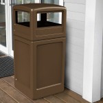 Commercial Zone 73293799 PolyTec 42 Gallon Square Brown Trash Can and Dome Lid Set Commercial Zone 73293799 PolyTec 42 Gallon Square Brown Trash Can and Dome Lid Set