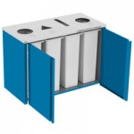 Lakeside 3420BL Rectangular Stainless Steel Liquid / Cup Refuse Station with Top Access and Royal Blue Laminate Finish - 26 1/2
