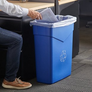 Carlisle 342015REC14 Trimline 15 Gallon Blue Slim Rectangular Recycle Bin