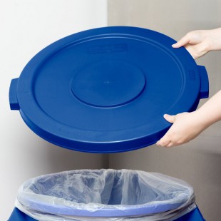 Carlisle 84102114 Bronco 20 Gallon Blue Flat Round Trash Can Lid