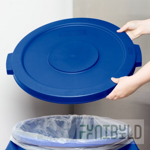 Carlisle 84102114 Bronco 20 Gallon Blue Flat Round Trash Can Lid